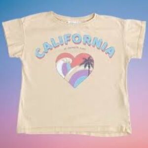 ZARA Baby California Print T-Shirt Size: 3–4 years orange